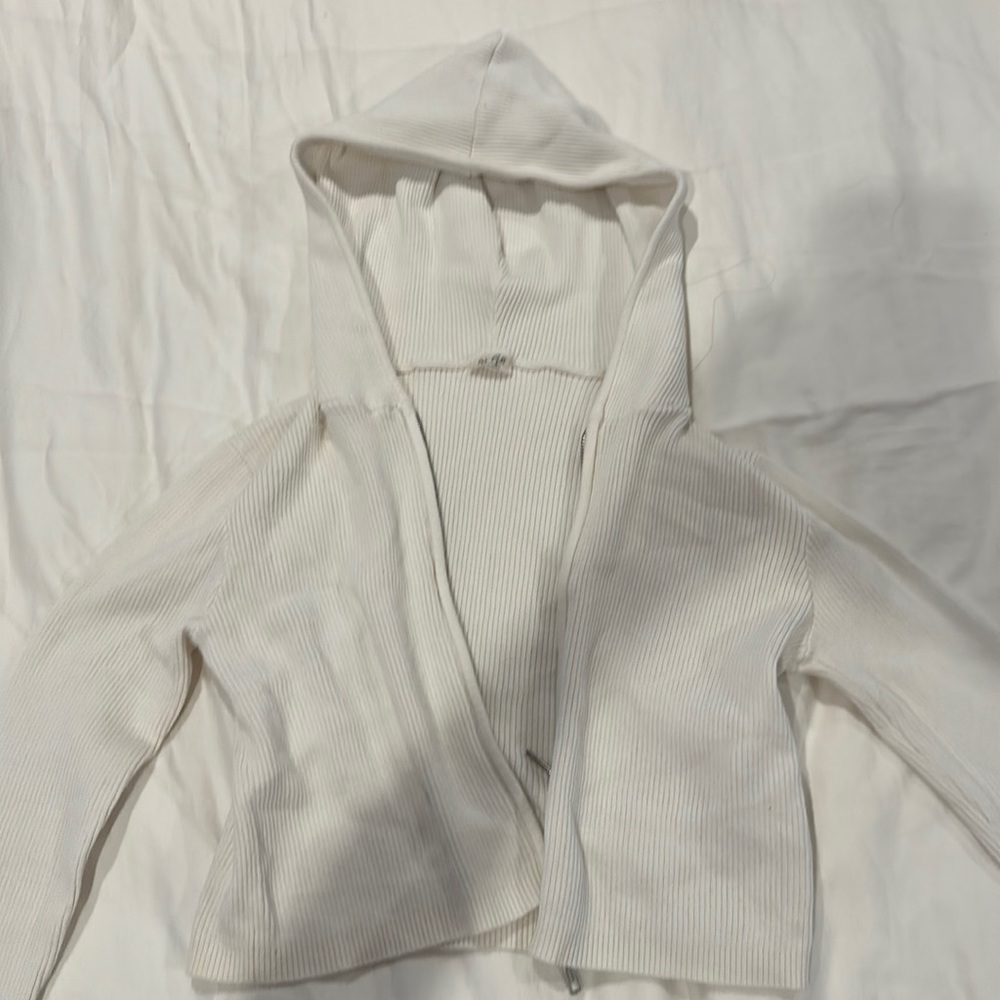Ribbed White cropped cover up